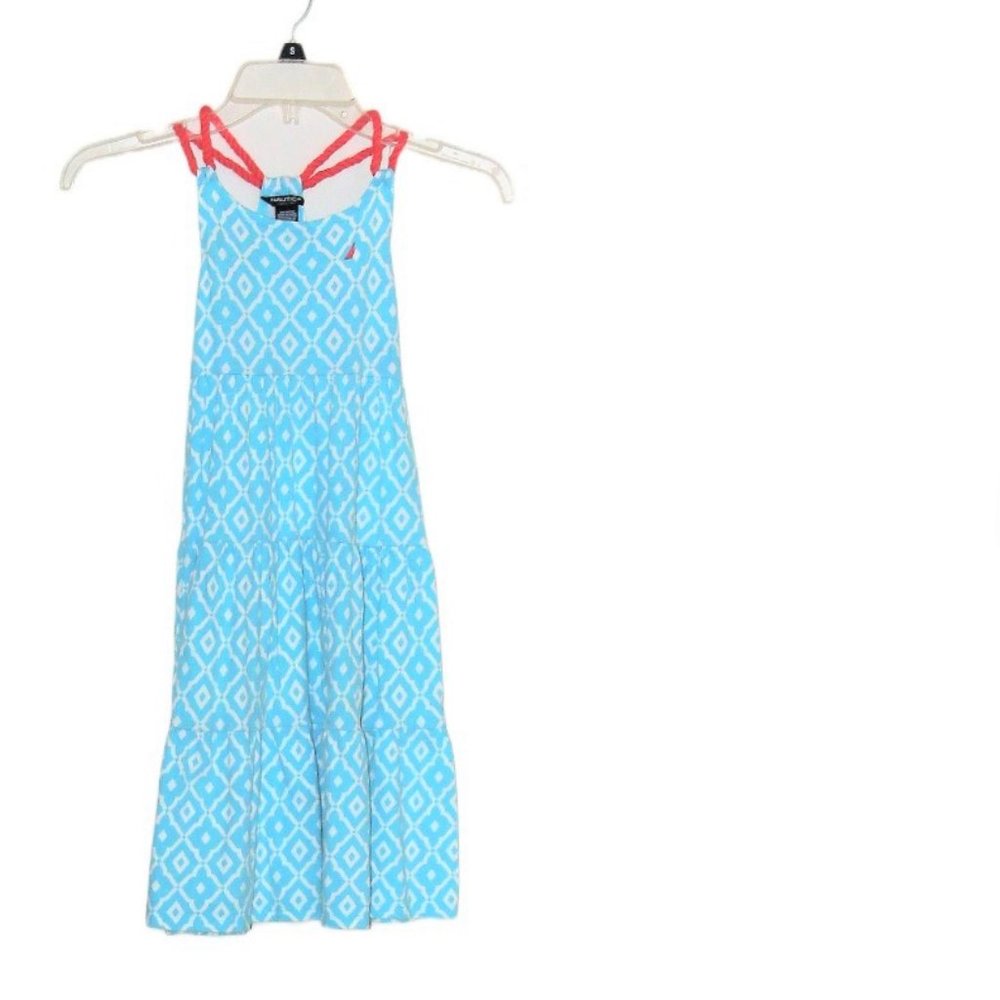 Nautica Dress sz 6 dress Aqua & White